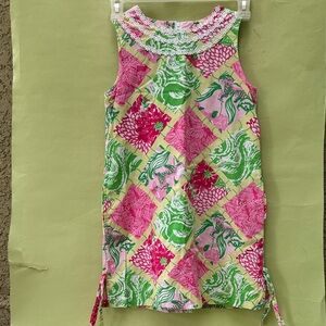 Lilly Pulitzer Pink and Green Floral Dress with Pockets